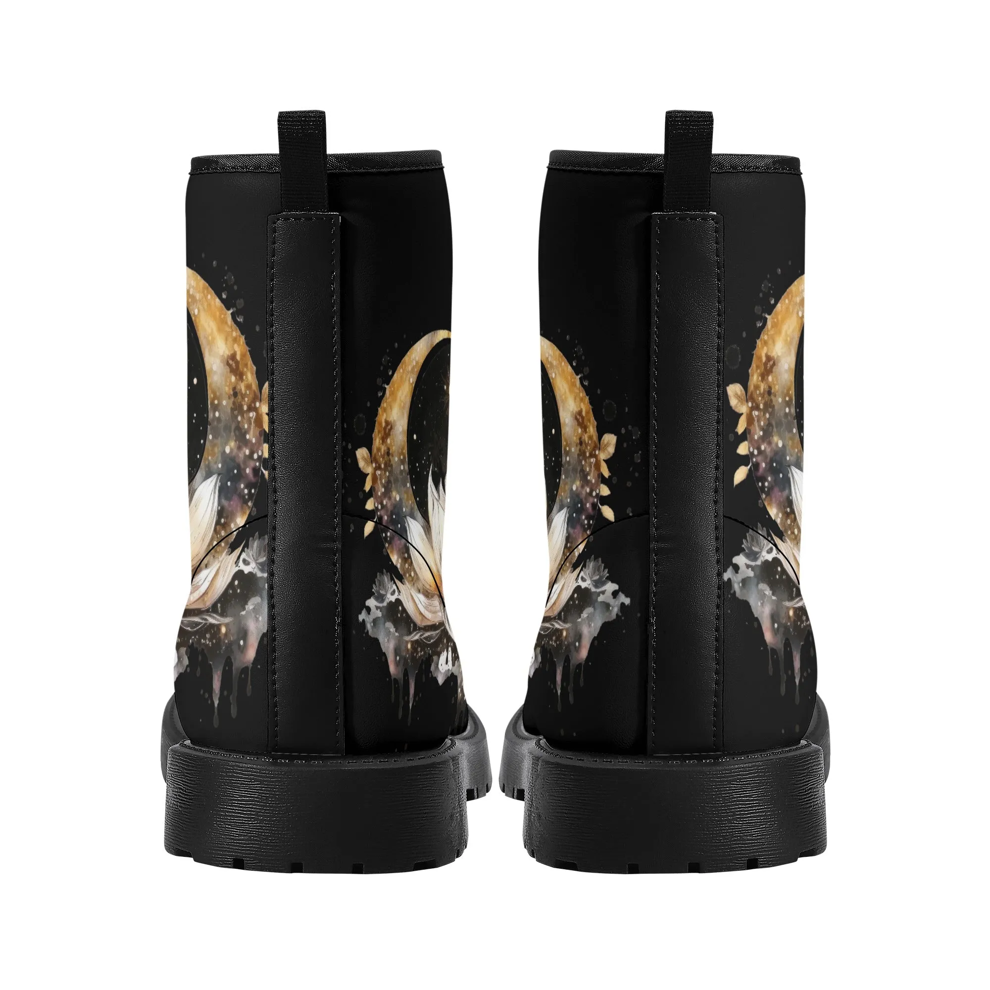 Lotus Moon Womens Vegan Boots Witchy