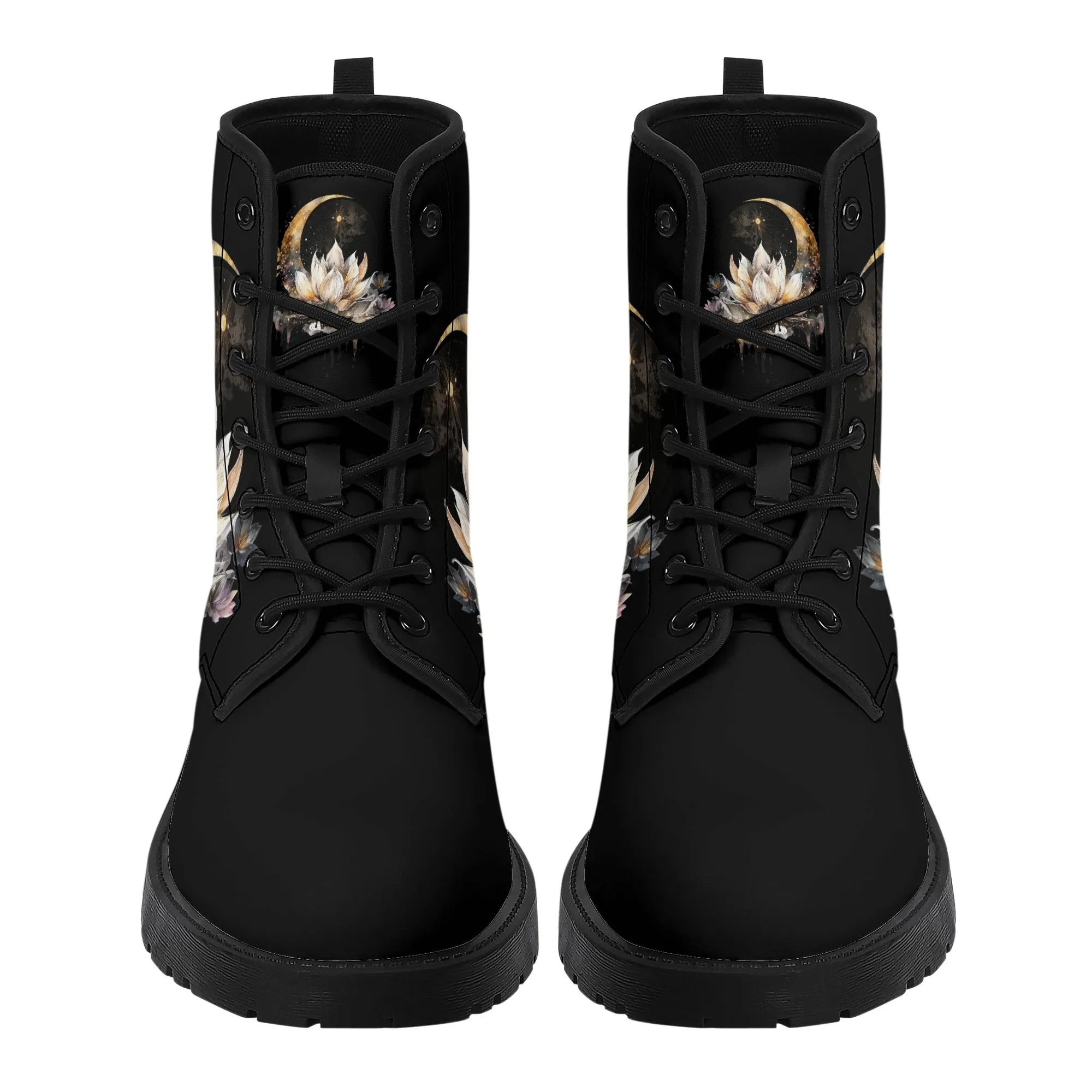 Lotus Moon Womens Vegan Boots Witchy