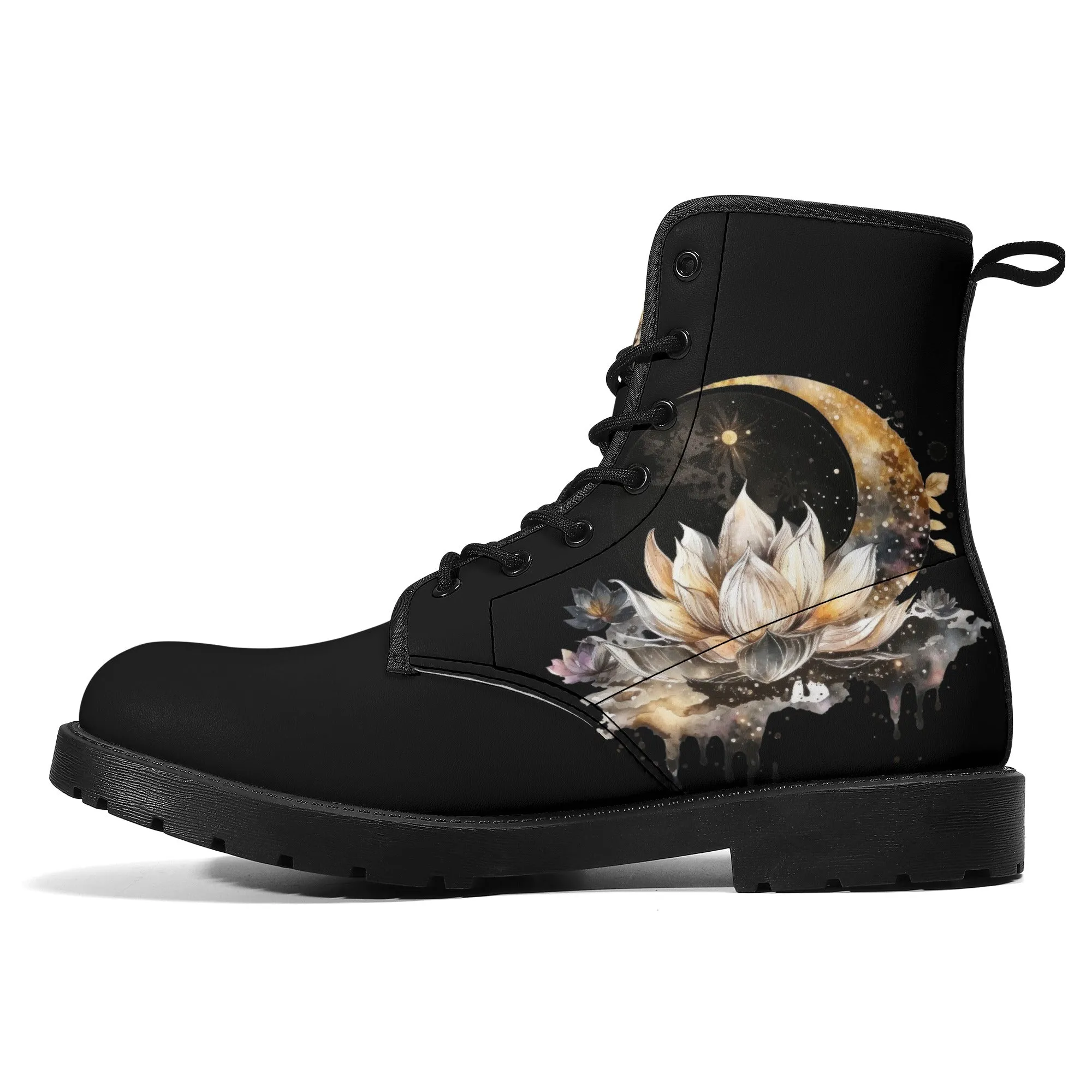 Lotus Moon Womens Vegan Boots Witchy
