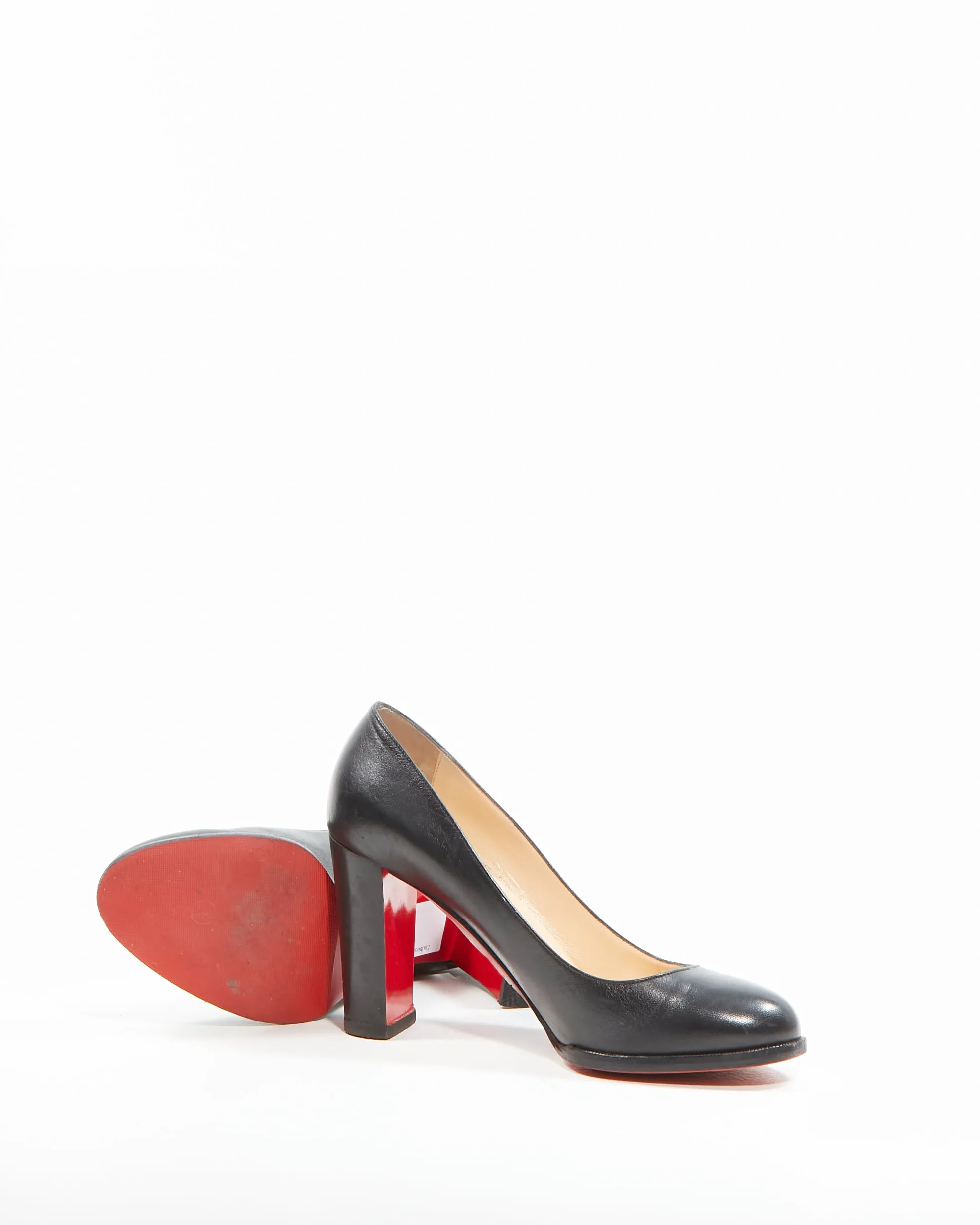 Louboutin Black Leather Block Heel Pumps - 40