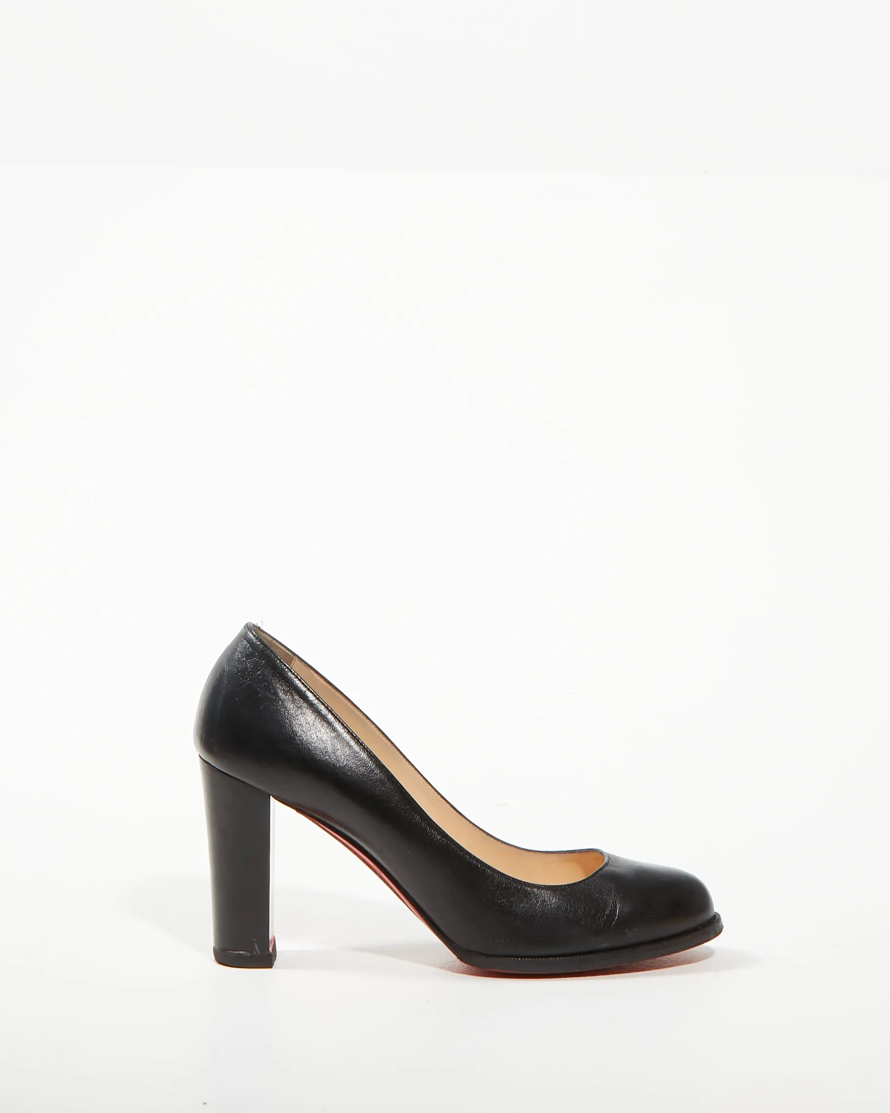 Louboutin Black Leather Block Heel Pumps - 40