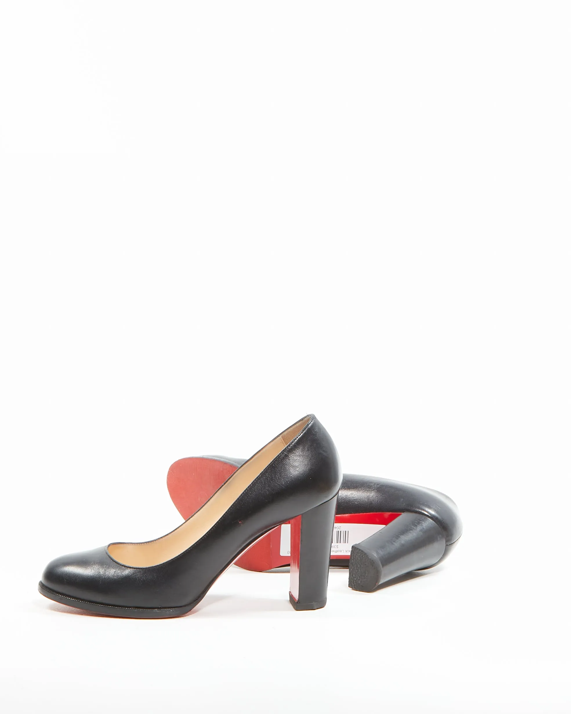 Louboutin Black Leather Block Heel Pumps - 40