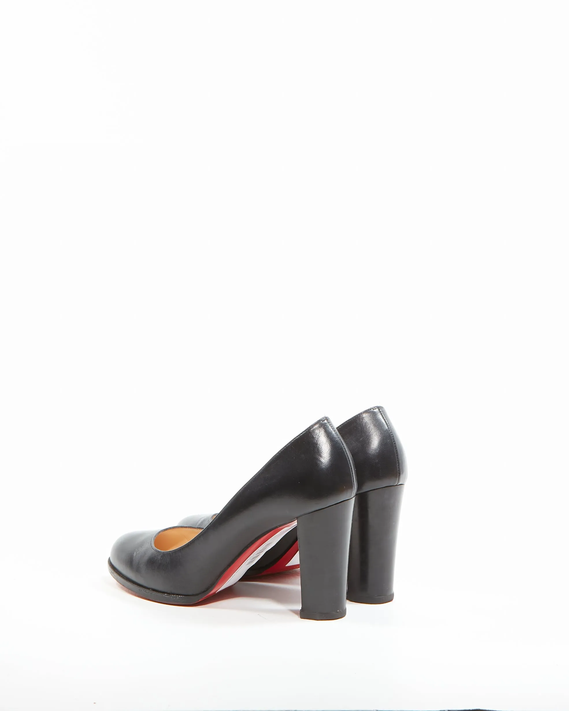 Louboutin Black Leather Block Heel Pumps - 40