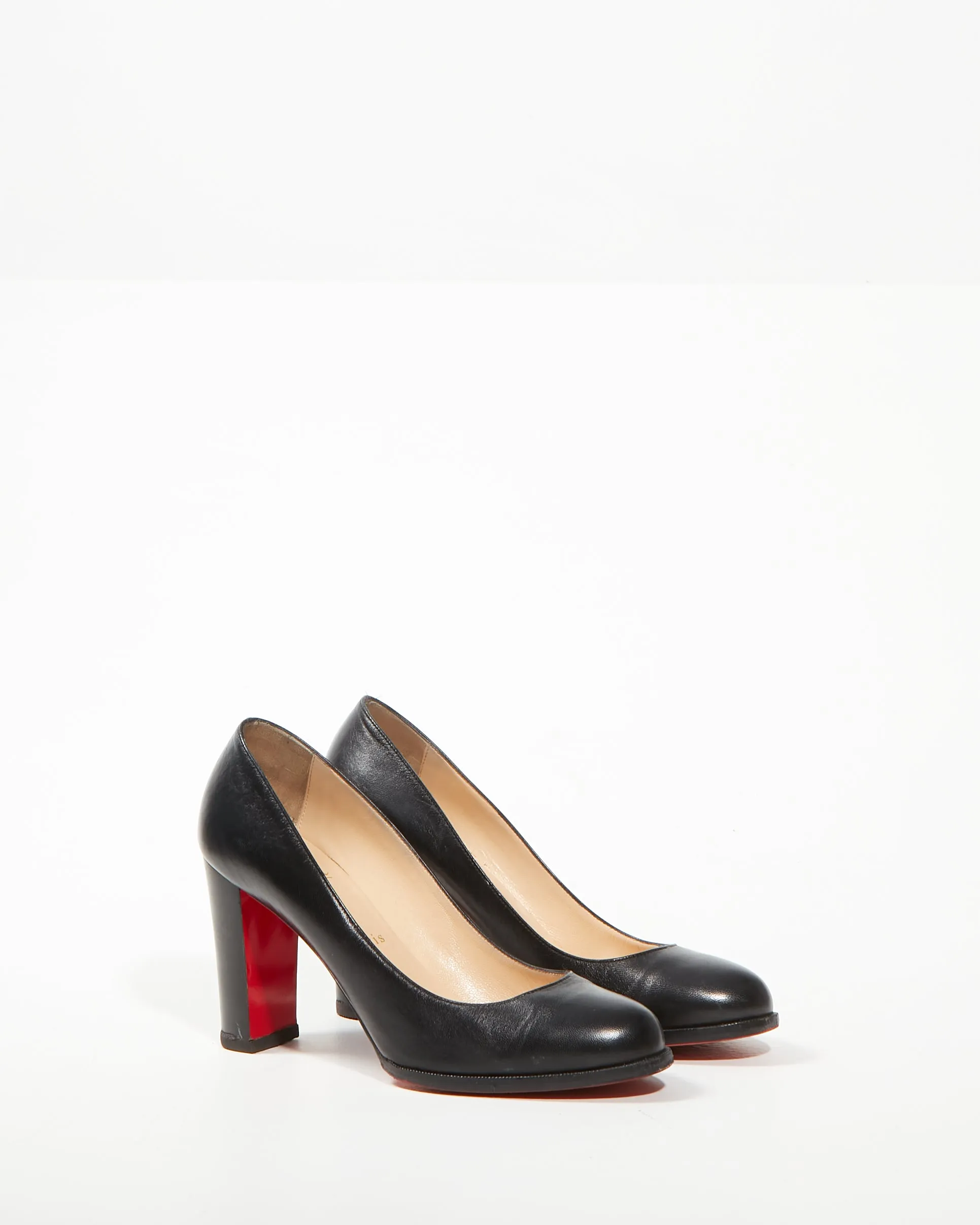 Louboutin Black Leather Block Heel Pumps - 40