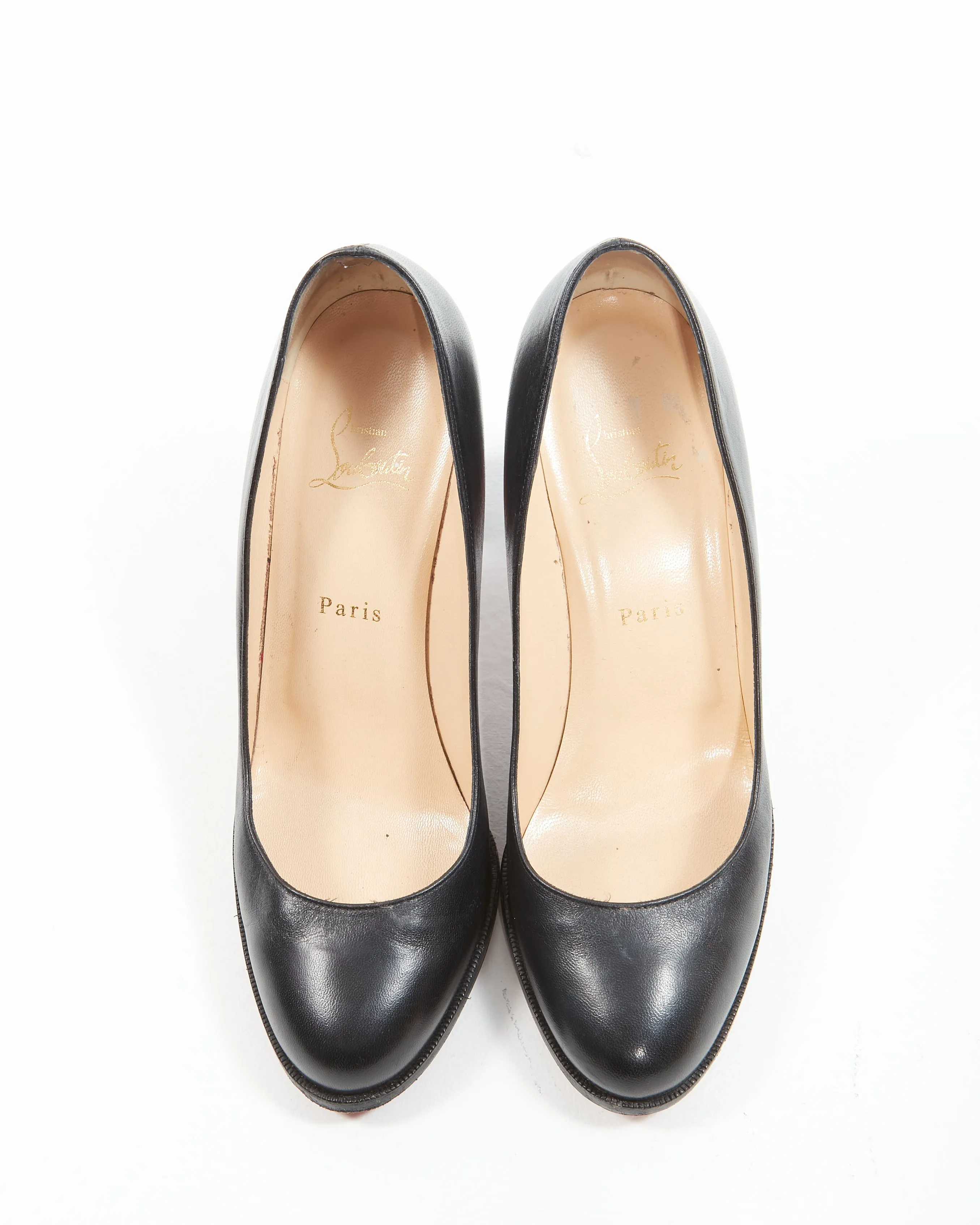 Louboutin Black Leather Block Heel Pumps - 40
