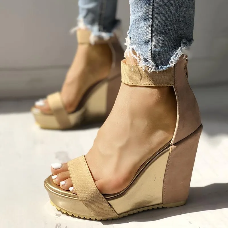 Lydiashoes Sexy Open Toe Back Zipper Wedges