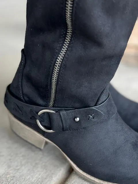 Madison Black Riding Boot with Buckle