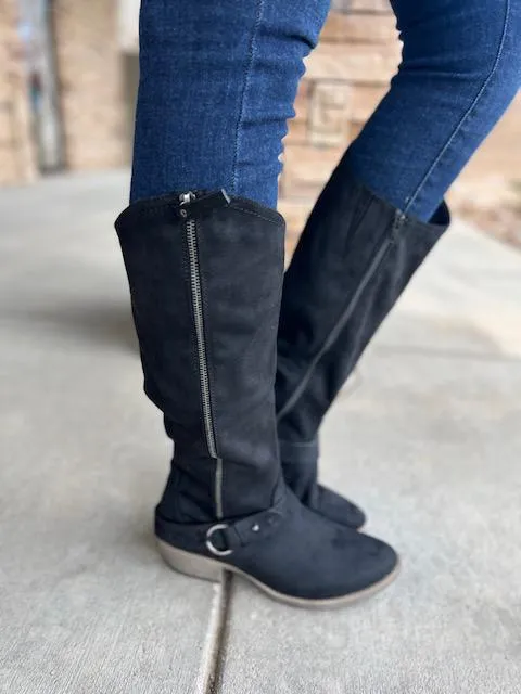 Madison Black Riding Boot with Buckle