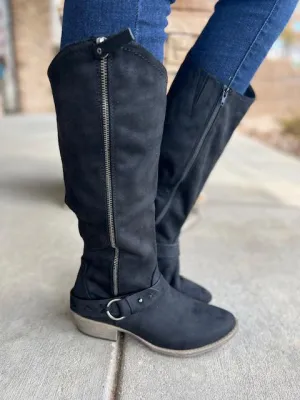 Madison Black Riding Boot with Buckle