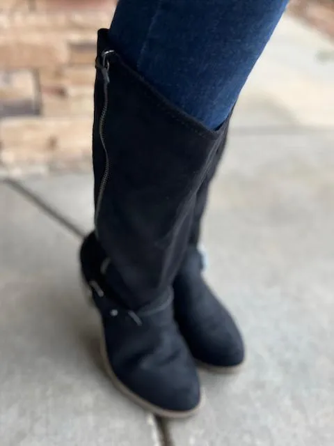 Madison Black Riding Boot with Buckle