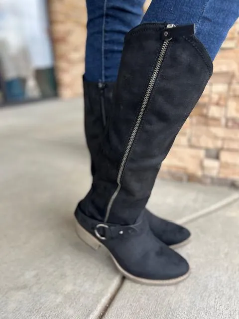 Madison Black Riding Boot with Buckle