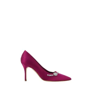 Manolo Blahnik Lamik Women Pink Pumps Silk Embellished Stiletto High Heels Shoes