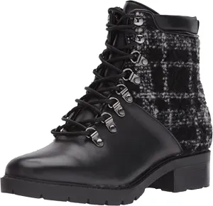 Marc Fisher Women's LANZIA Combat Boot, Grey/Black, 8