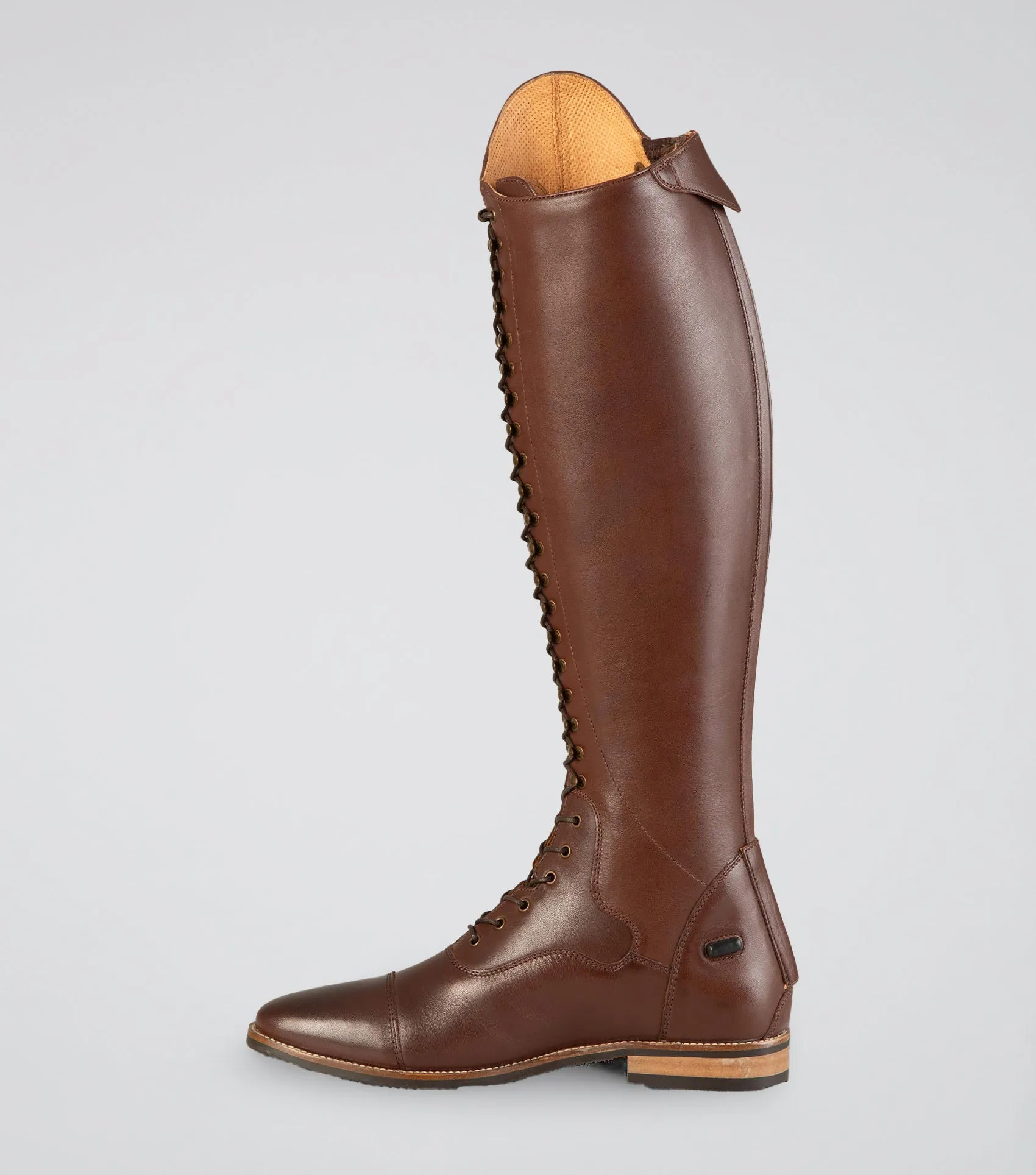 Maurizia Ladies Lace Front Tall Leather Riding Boots Brown (Wide Calf)