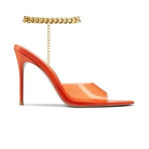 Miranda Orange Heeled Mules