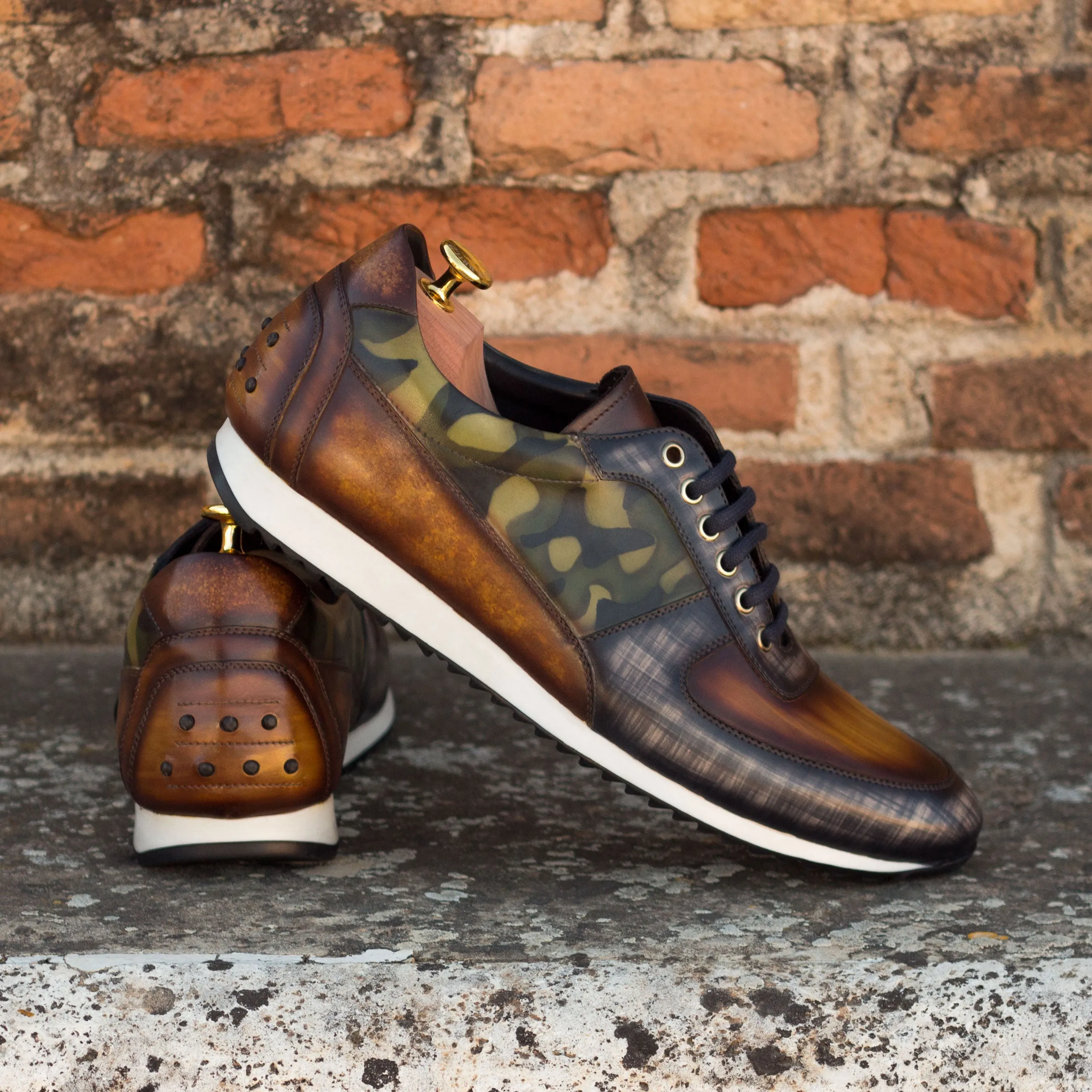 Multi-Patterned Patina Trainer Sneakers