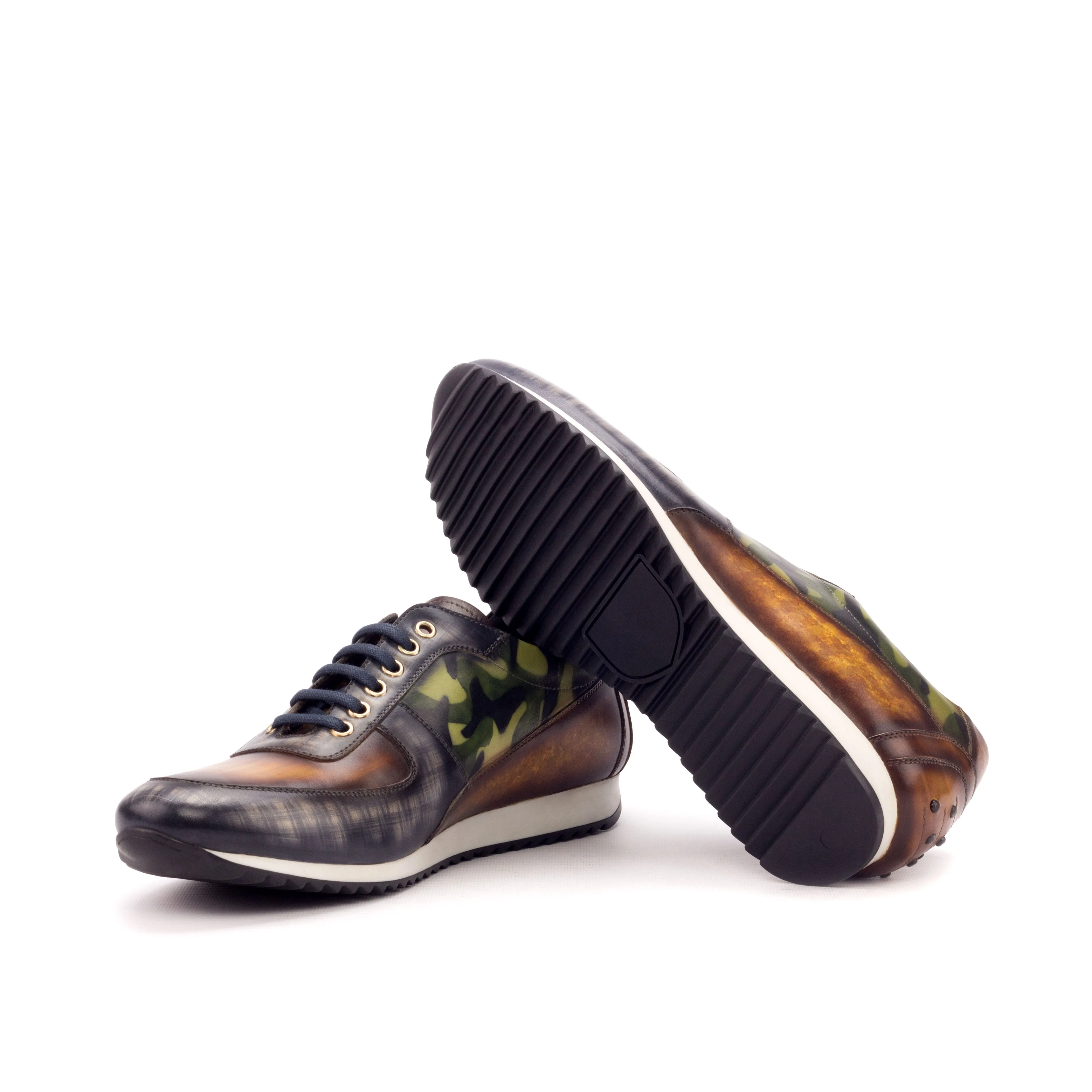 Multi-Patterned Patina Trainer Sneakers