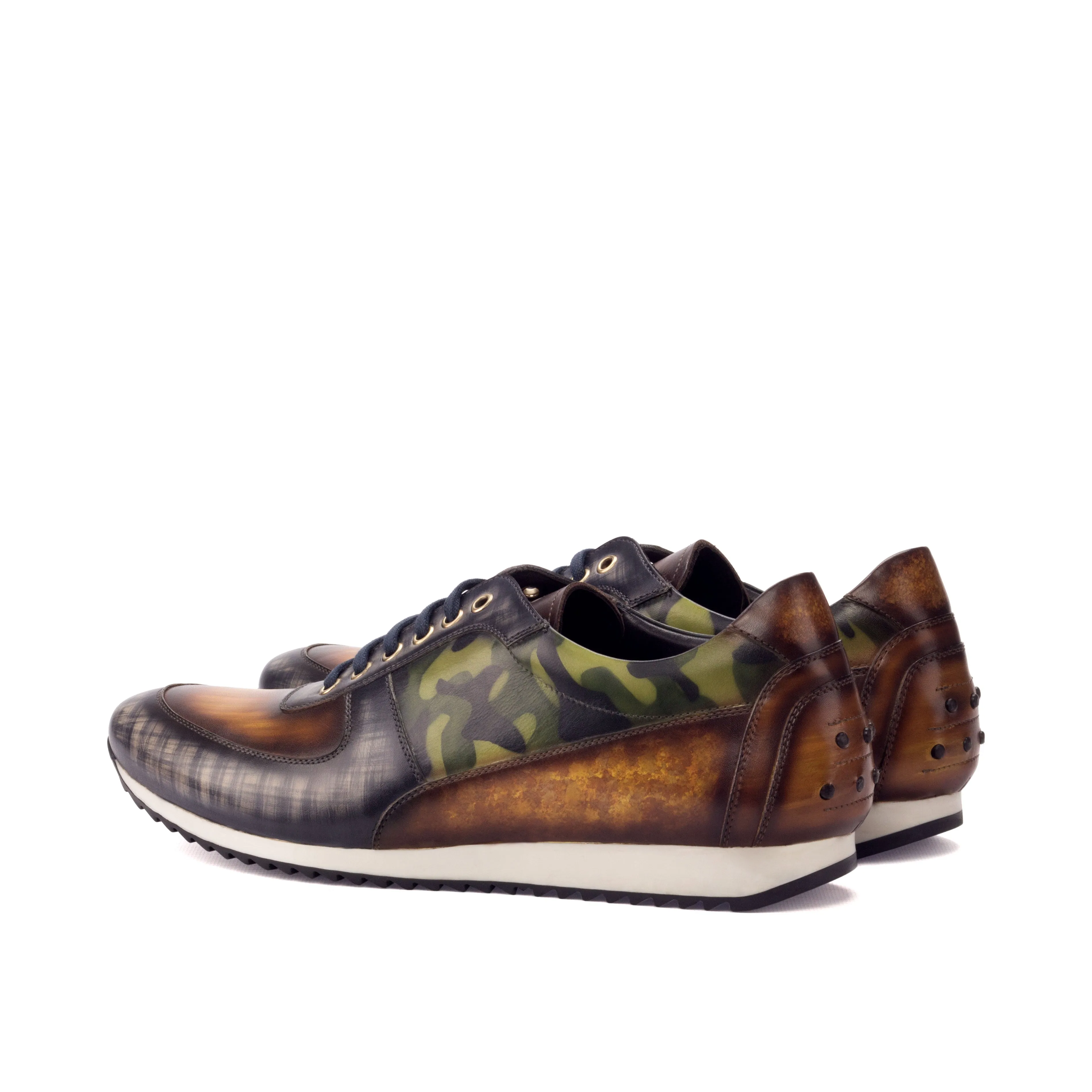 Multi-Patterned Patina Trainer Sneakers