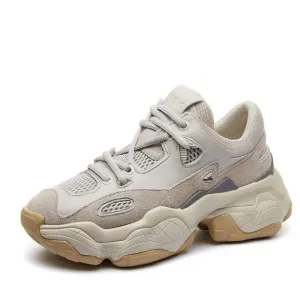 New Breathable Chunky Platform Sneakers Women Cow Suede Leather Shoes Woman Trendy Trainers Female Shoes Basket Femme