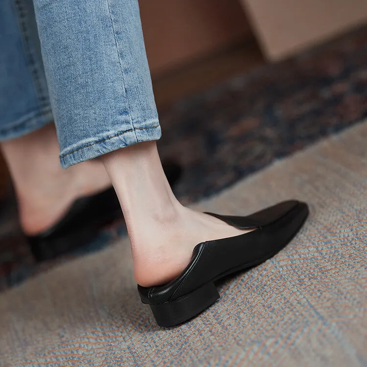 Off-White Black Plain Loafer Flats #001083
