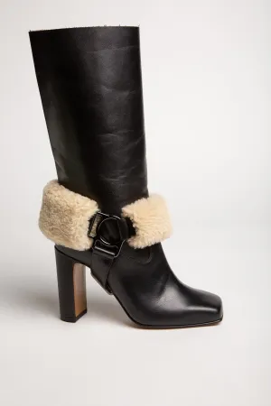 OFF-WHITE | FOR RIDING LEATHER AND SHEARLING BOOTS