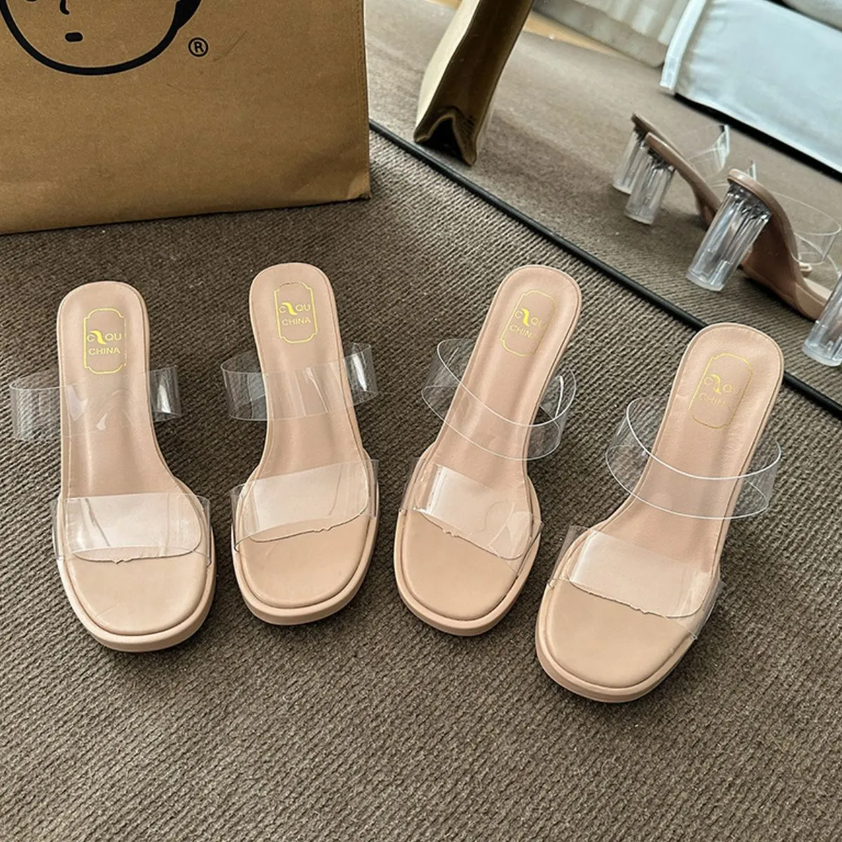 Open Toe Block Heels Sandals