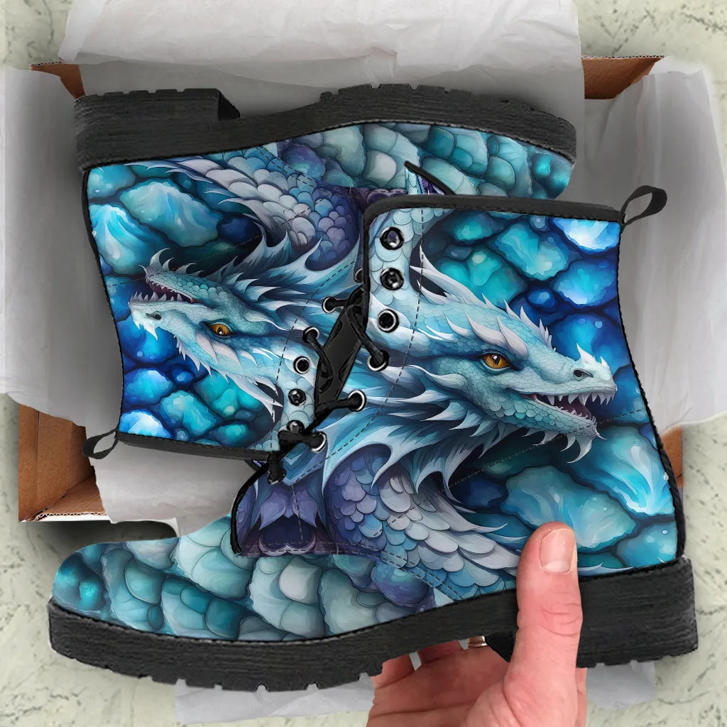 Pastel Blue Dragon Combat Boots Design #015