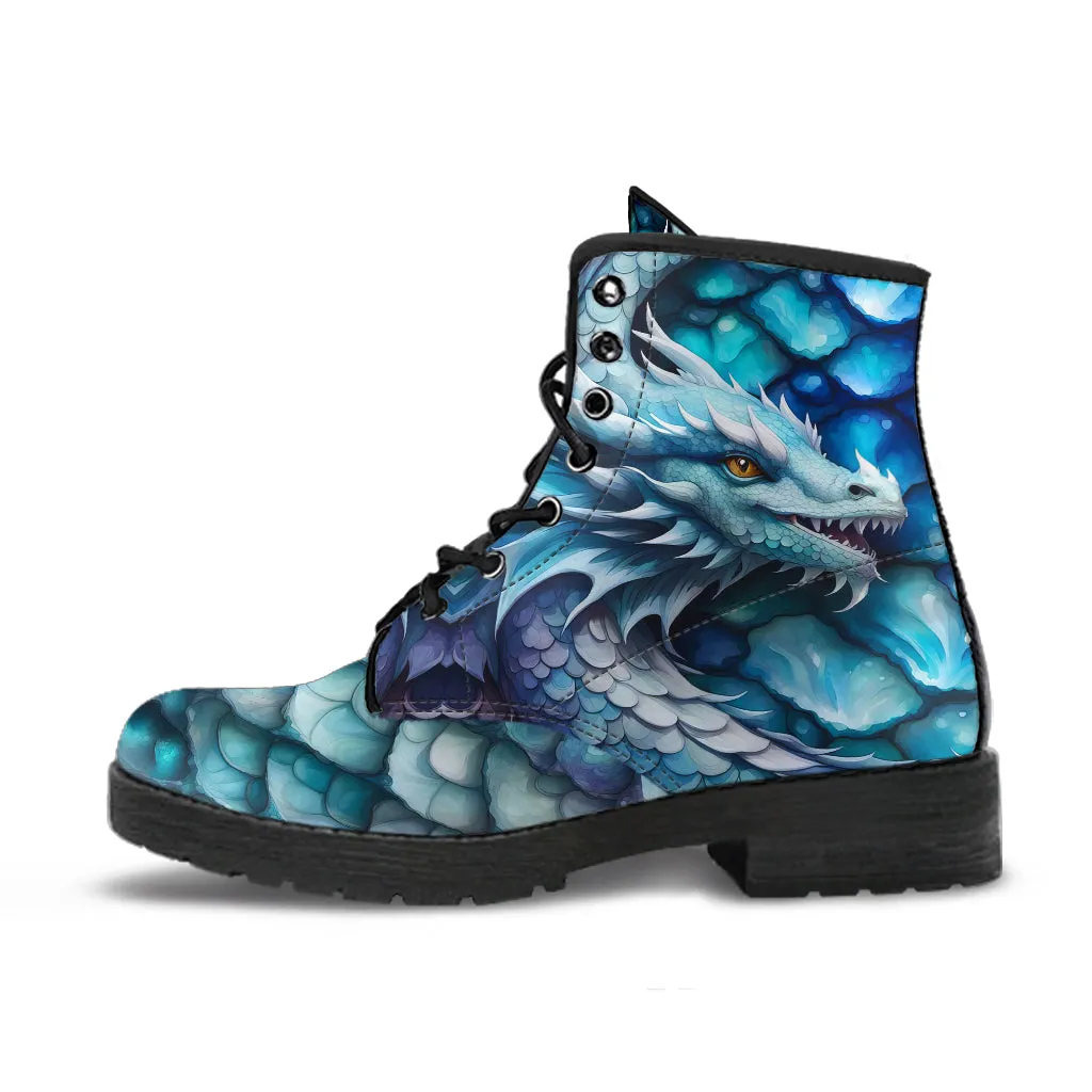 Pastel Blue Dragon Combat Boots Design #015