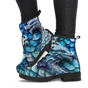 Pastel Blue Dragon Combat Boots Design #015