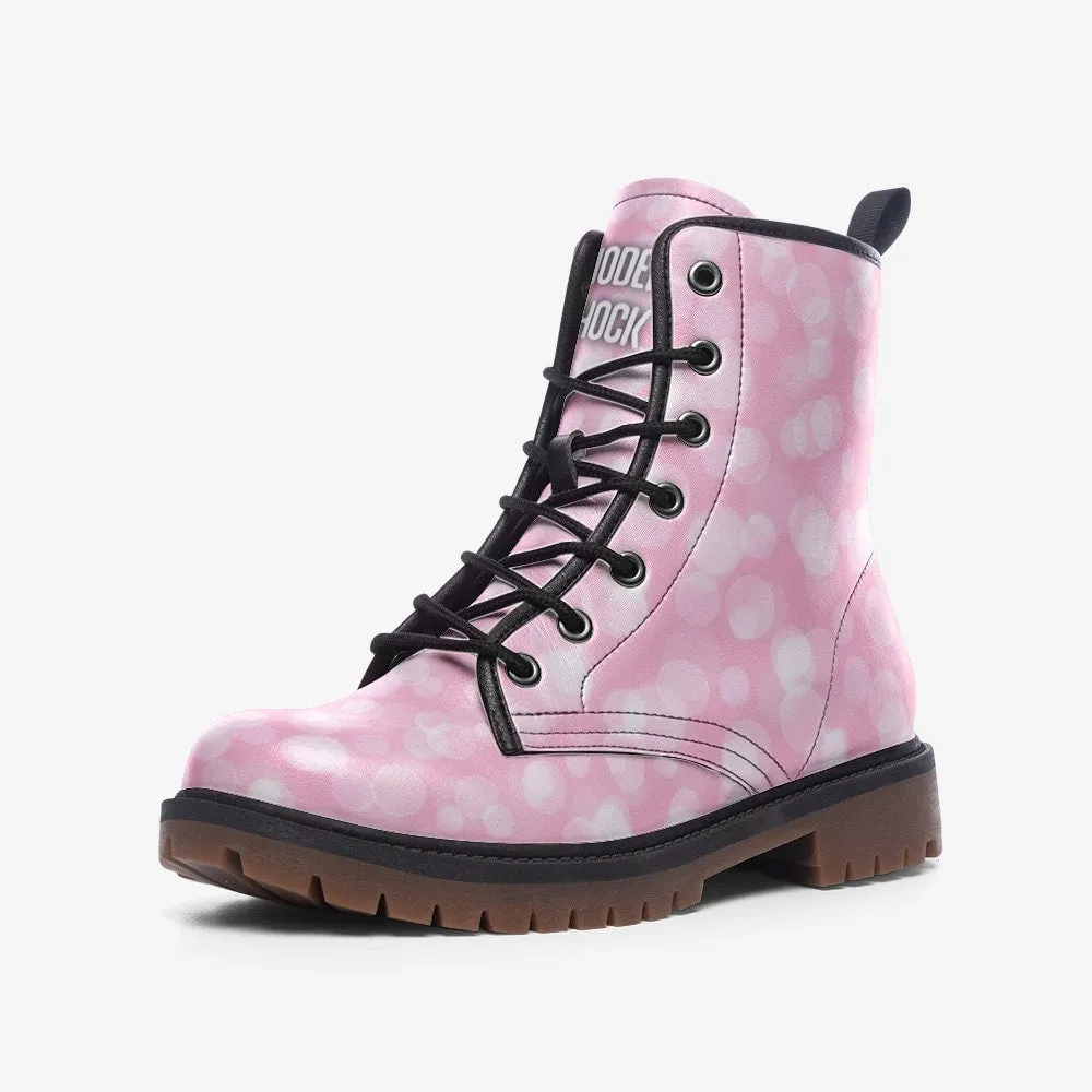Pastel Pink Glimmer Vegan Leather Unisex Boots