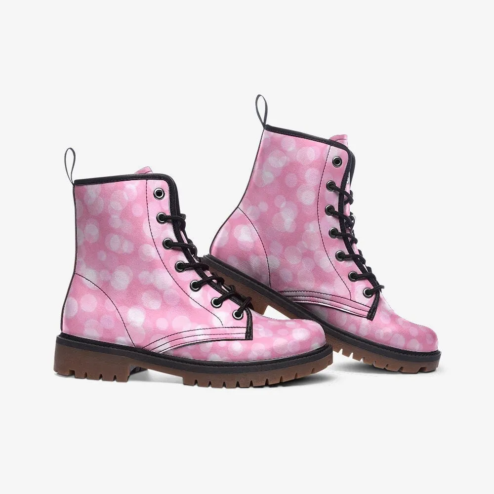 Pastel Pink Glimmer Vegan Leather Unisex Boots