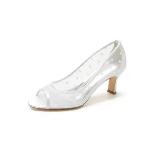 Peep Toe Slip-on Mesh Stiletto Heels