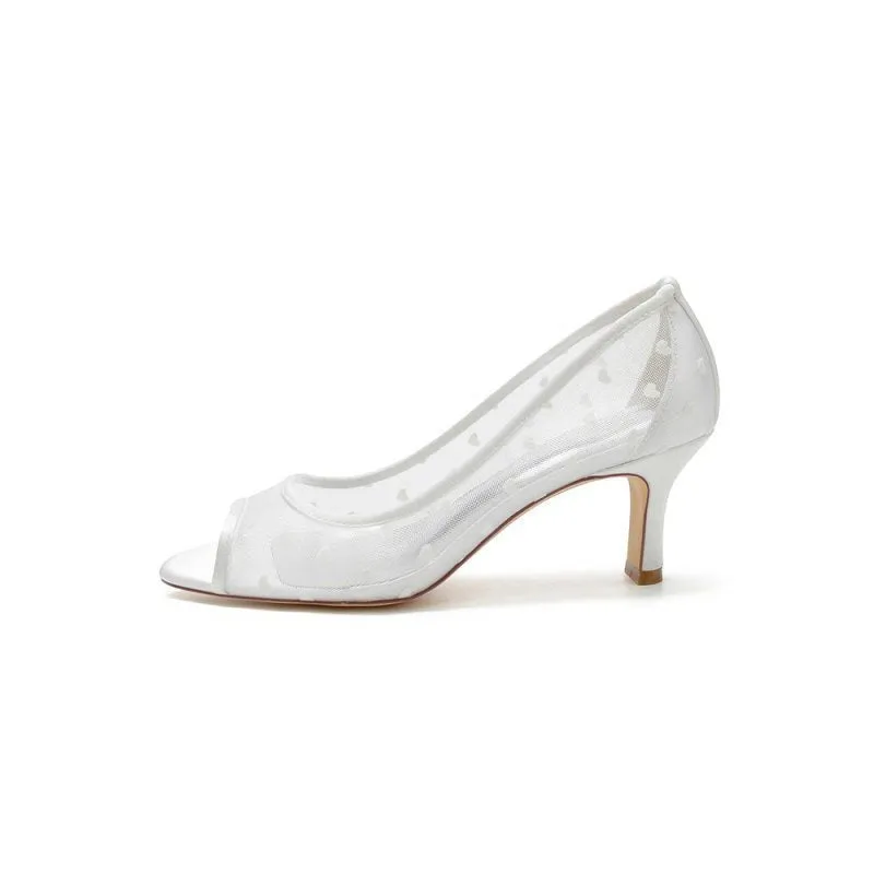 Peep Toe Slip-on Mesh Stiletto Heels
