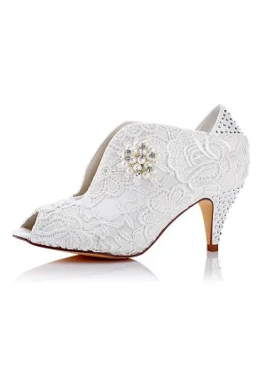 Peep Toe Stiletto Heels Bridal Shoes