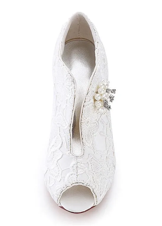 Peep Toe Stiletto Heels Bridal Shoes