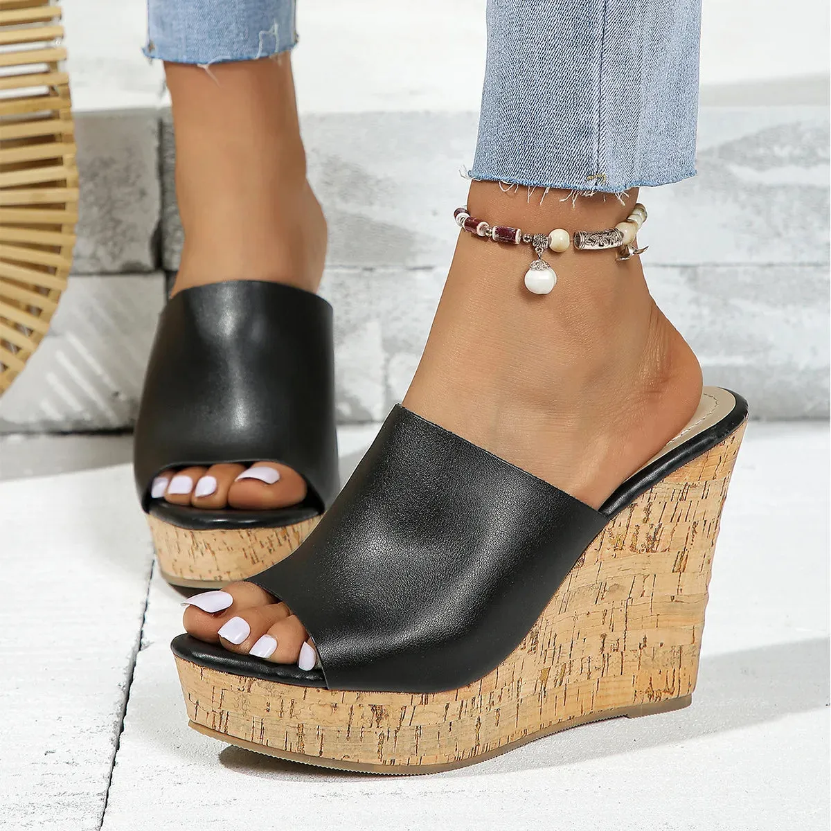 Peep Toe Wedge Sandals