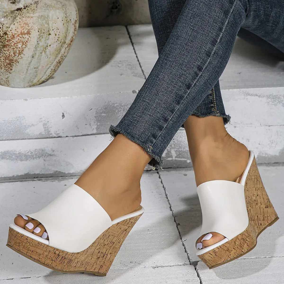 Peep Toe Wedge Sandals