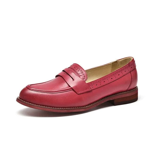 Penny Loafers Women Sheepskin Moccasin Genuine Leather Slip On Pointed Toe Flats Plus Size Shoes Handmade