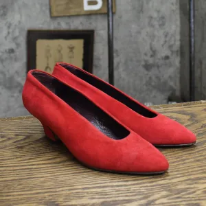 Phyllis Poland Womens Vintage Suede Block Heels 1673d970c5f7d9 Red 5.5B