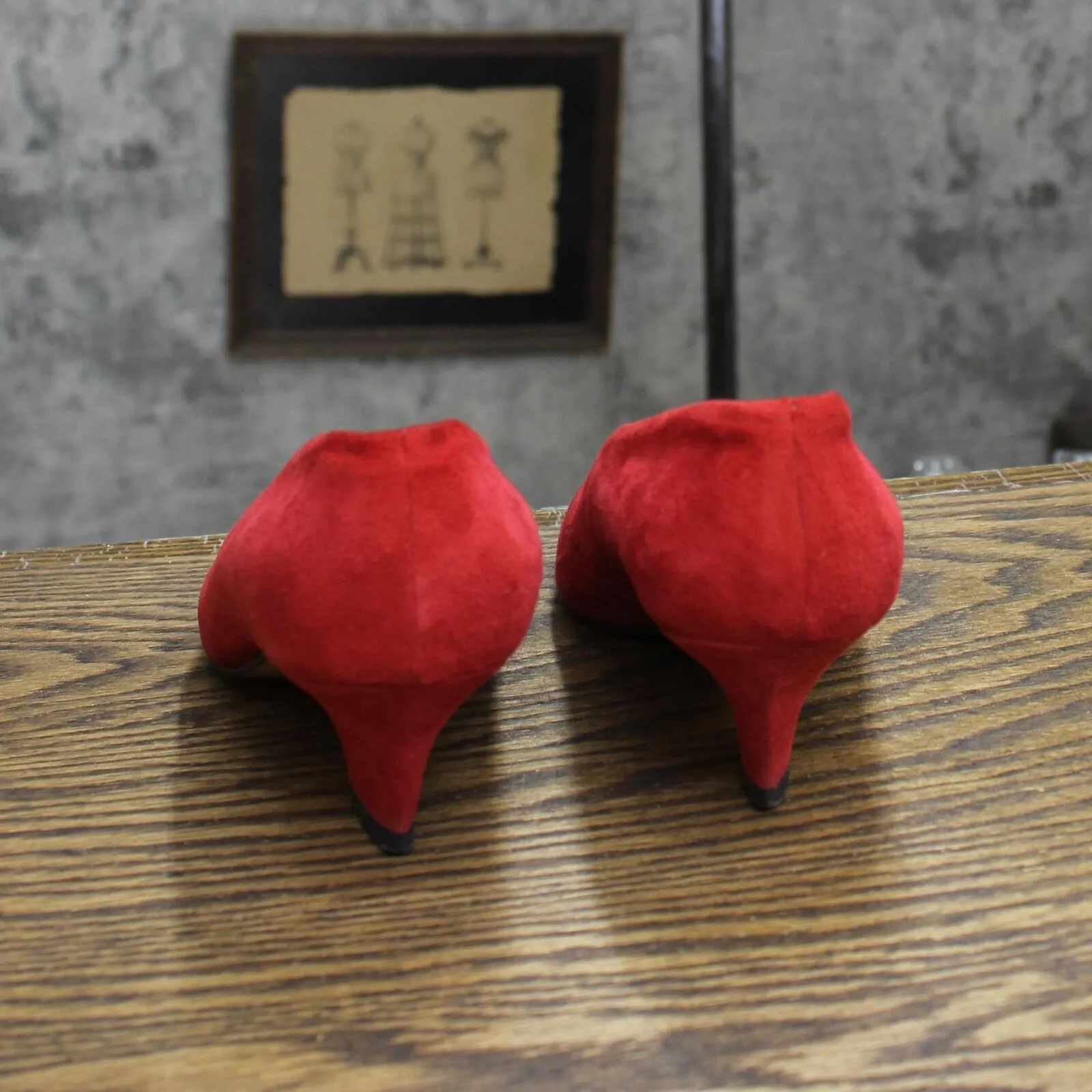 Phyllis Poland Womens Vintage Suede Block Heels 1673d970c5f7d9 Red 5.5B