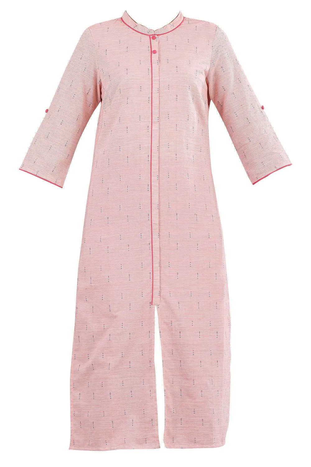 Pink Band Collar Printed kurta