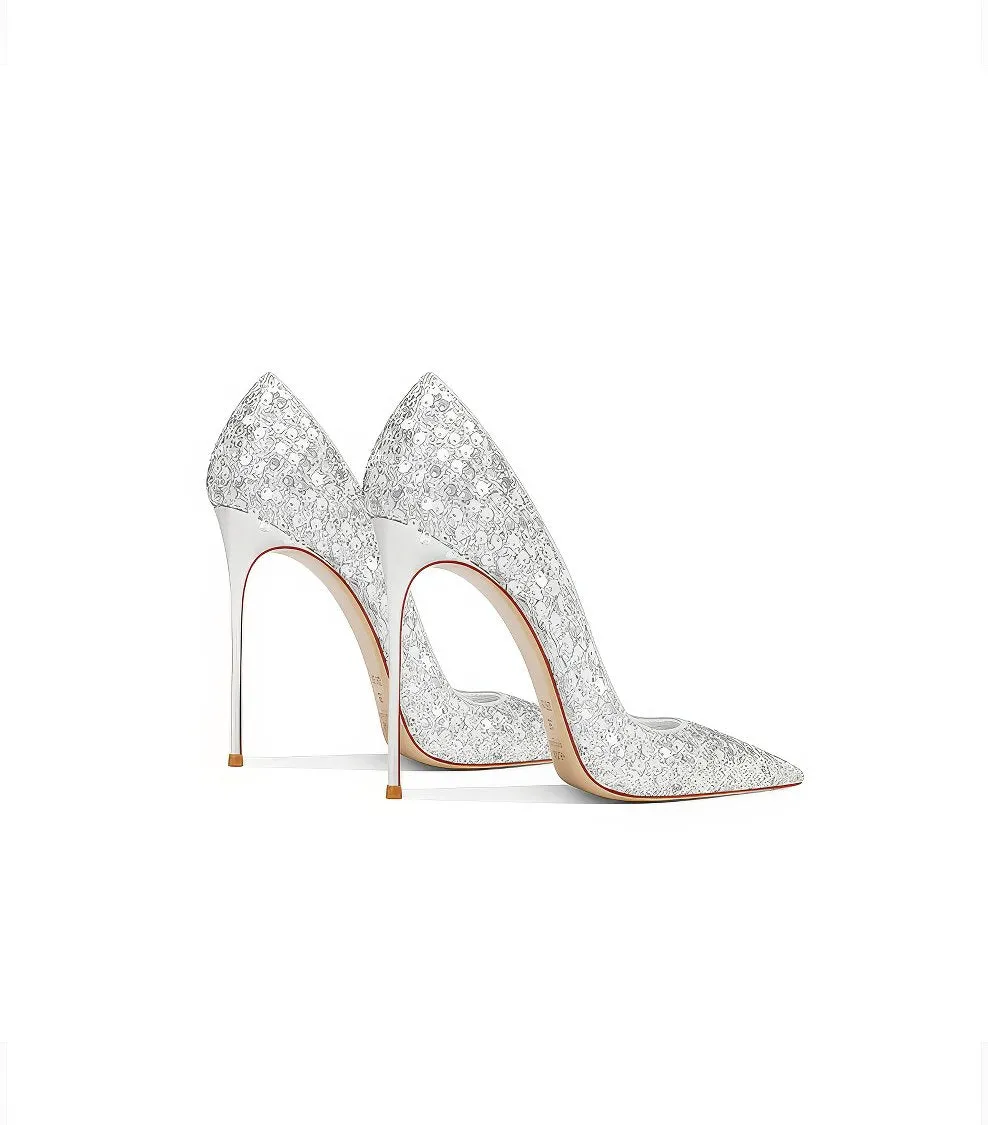 Pointy Toe Sequin Detailed Stiletto Heels