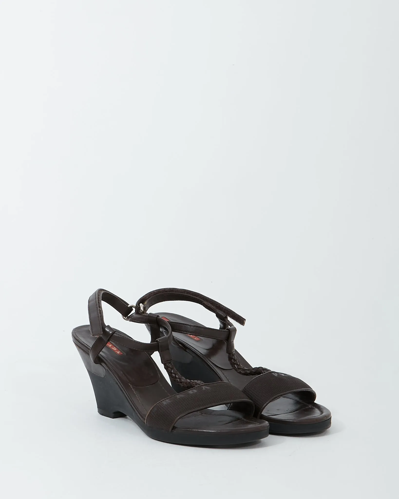 Prada Brown Leather Wedge Heel - 38.5