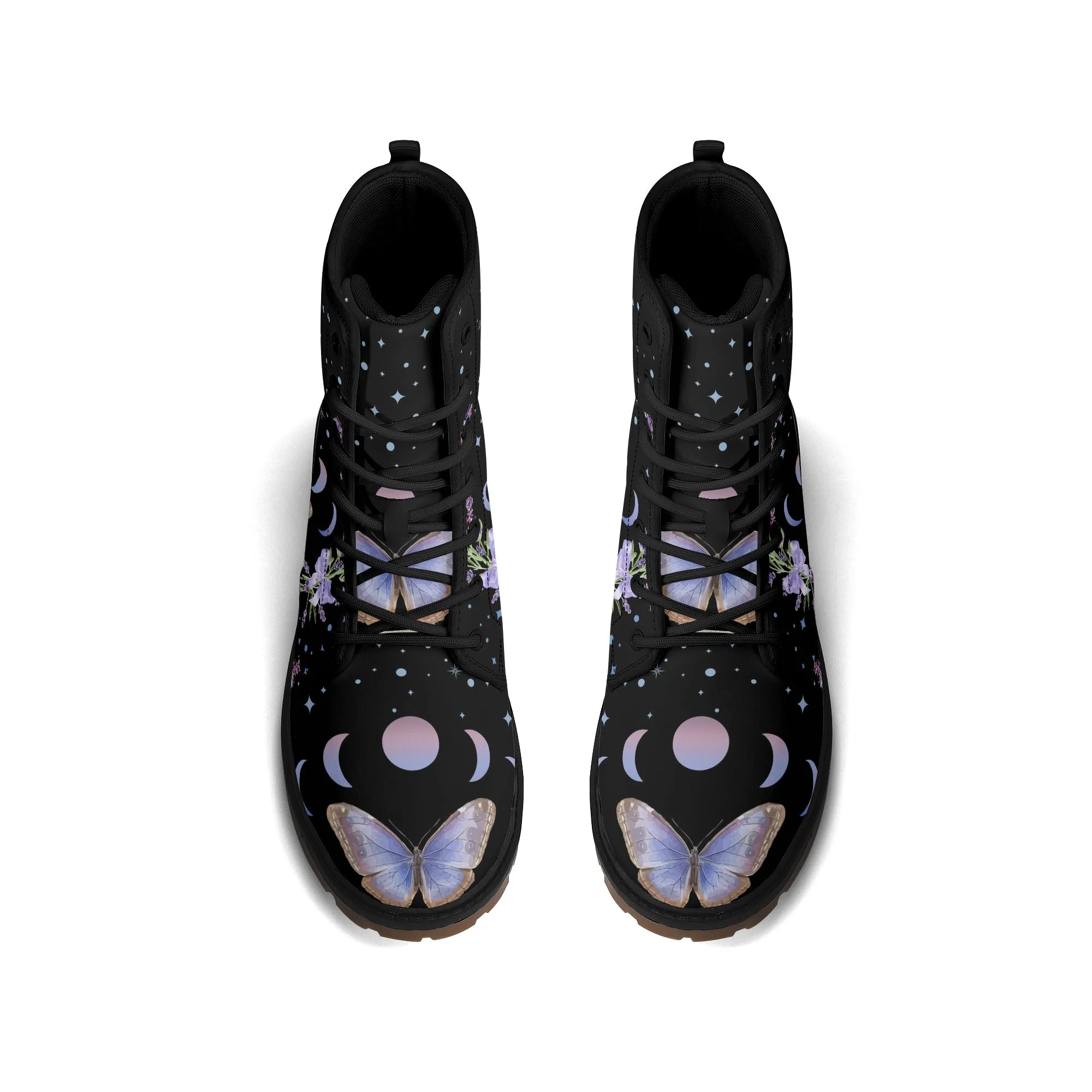 Purple Butterfly Womens Luxe Combat Boots