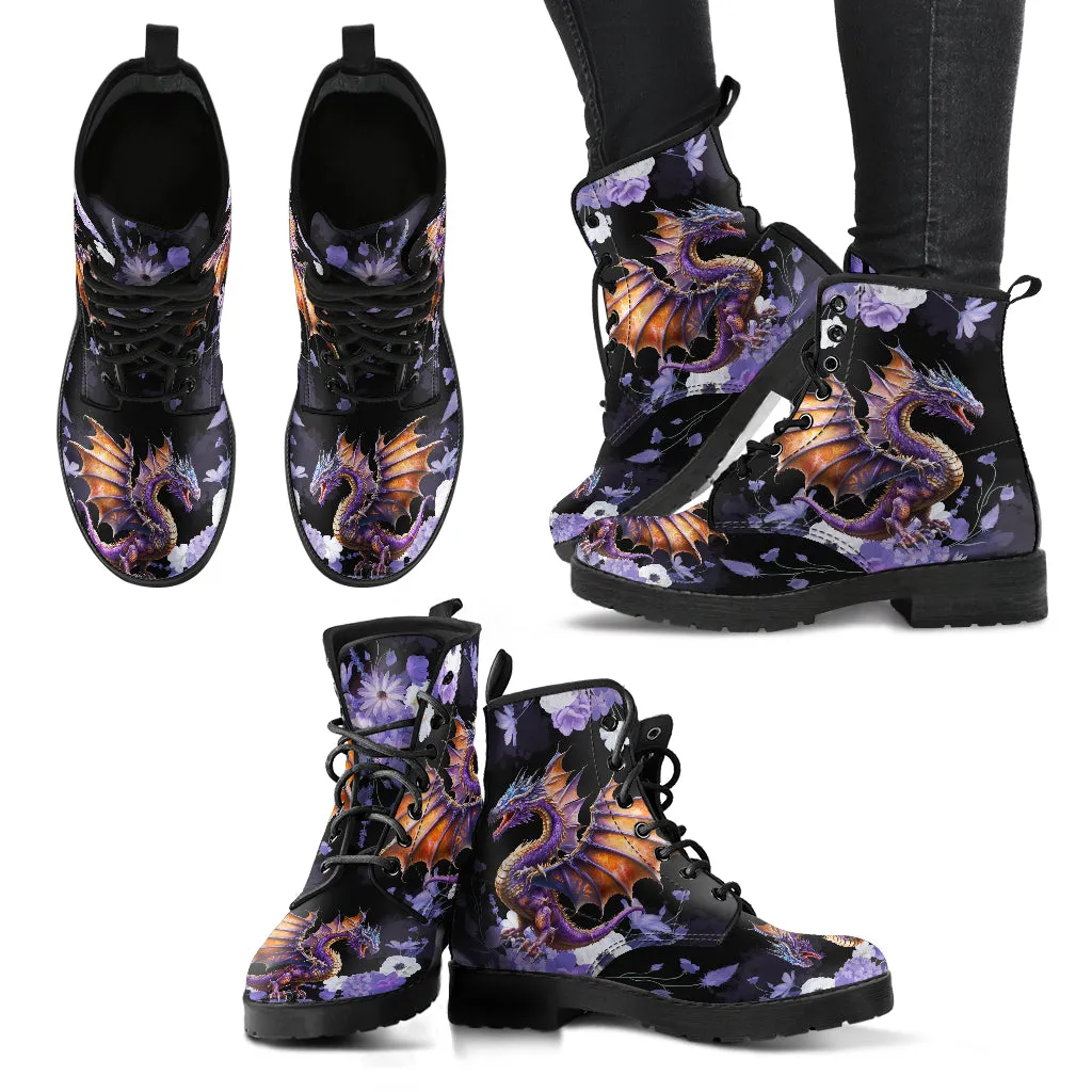 Purple Dragons Lace Up Ankle Boots