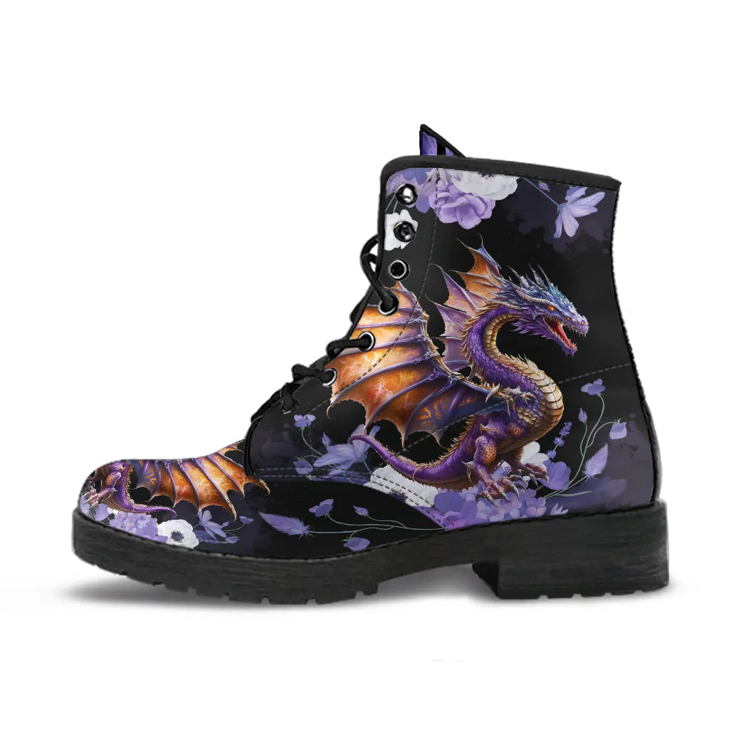 Purple Dragons Lace Up Ankle Boots