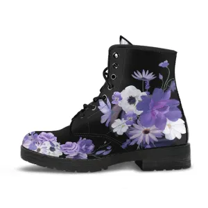 Purple Flowers Ankle Boots
