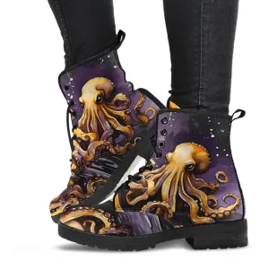 Purple Octopus Combat Boots Design #LN201