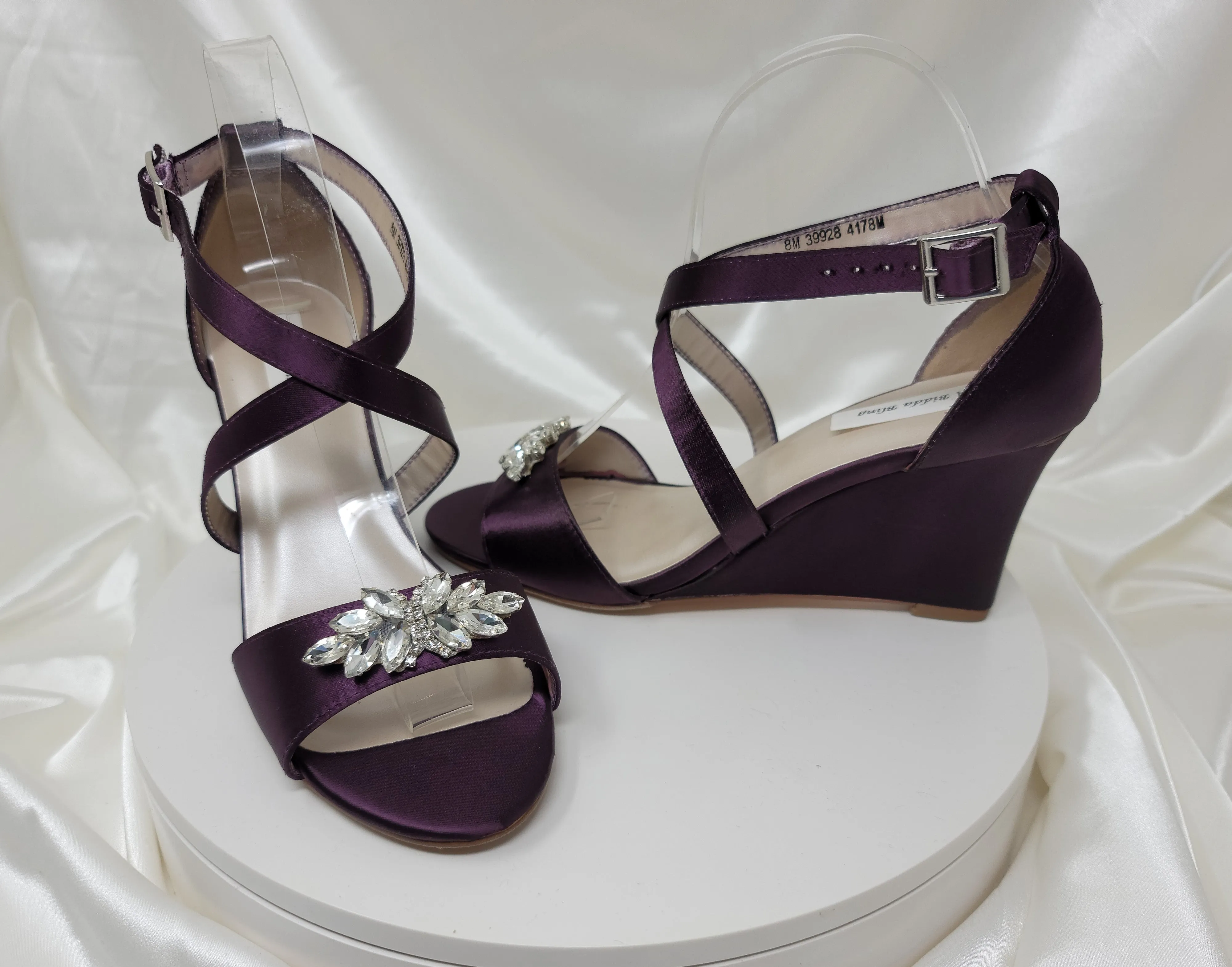 Purple Wedding Wedges with Crystal Applique | Dyeable Shoes