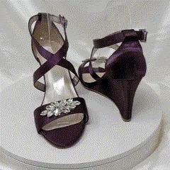 Purple Wedding Wedges with Crystal Applique | Dyeable Shoes